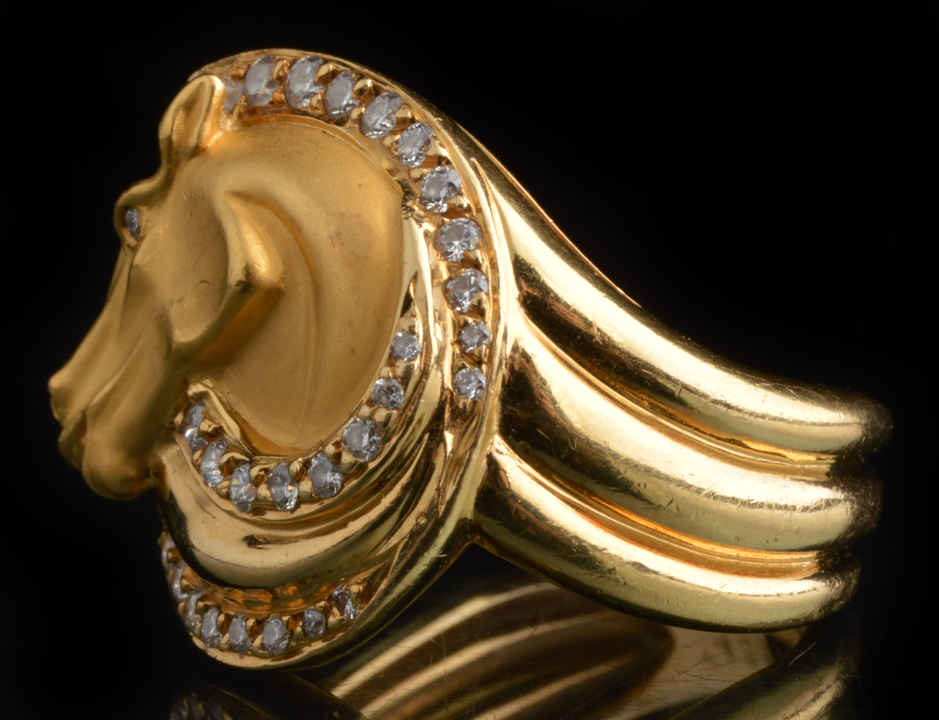 Carrera y Carrera 18K Yellow Gold and Diamond Horse Head Ring