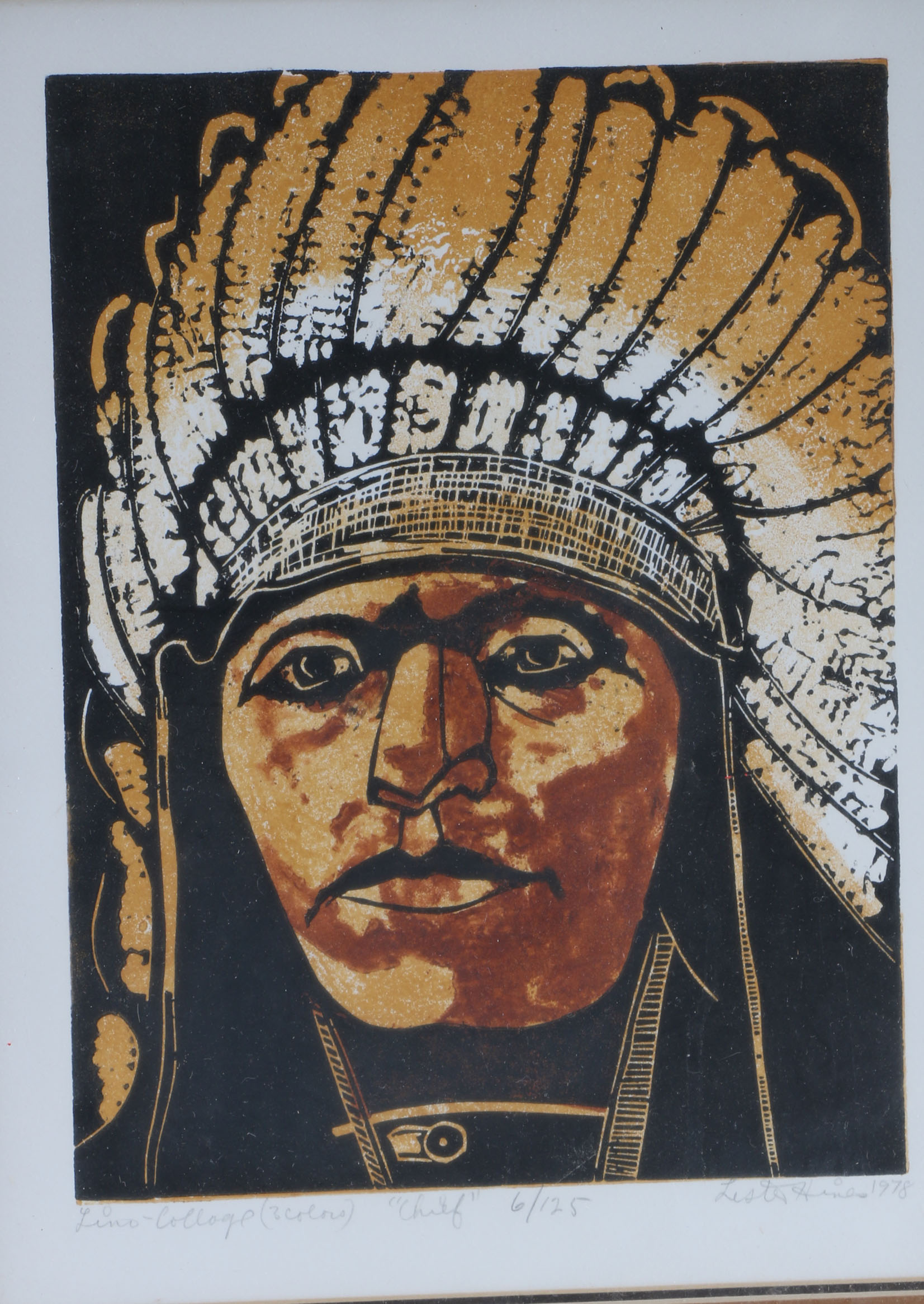 Lester Hines "Chief" Linocut