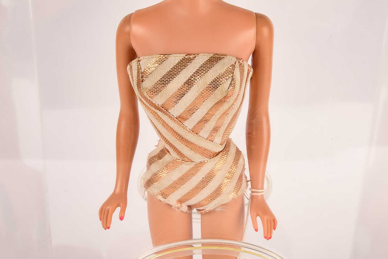 Vintage Barbie in Plastic Display Case with Wig Accessories