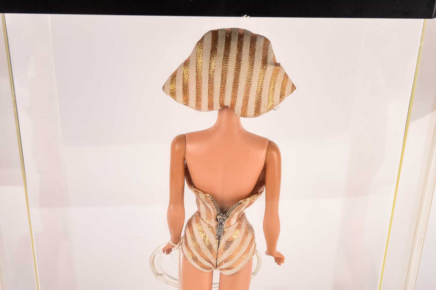 Vintage Barbie in Plastic Display Case with Wig Accessories
