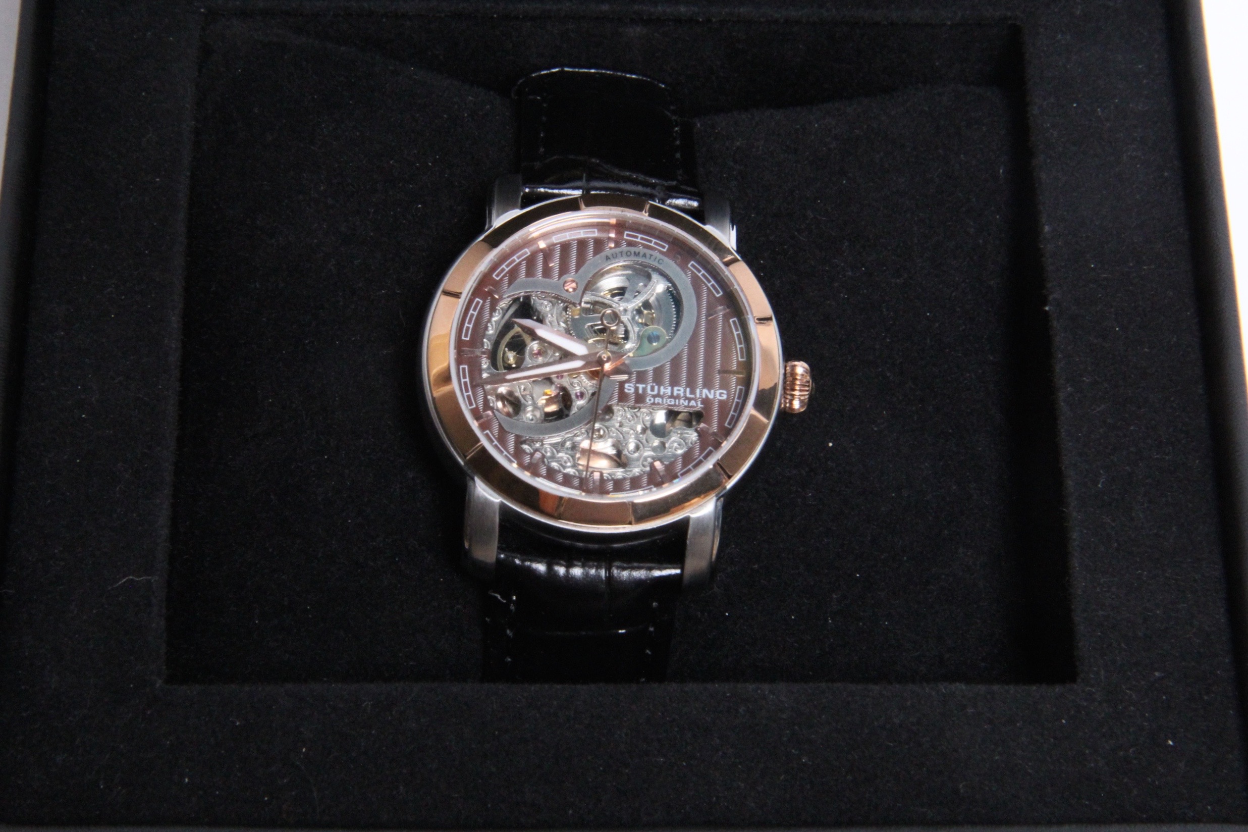 Stuhrling Stainless Steel and Genuine Leather Watch