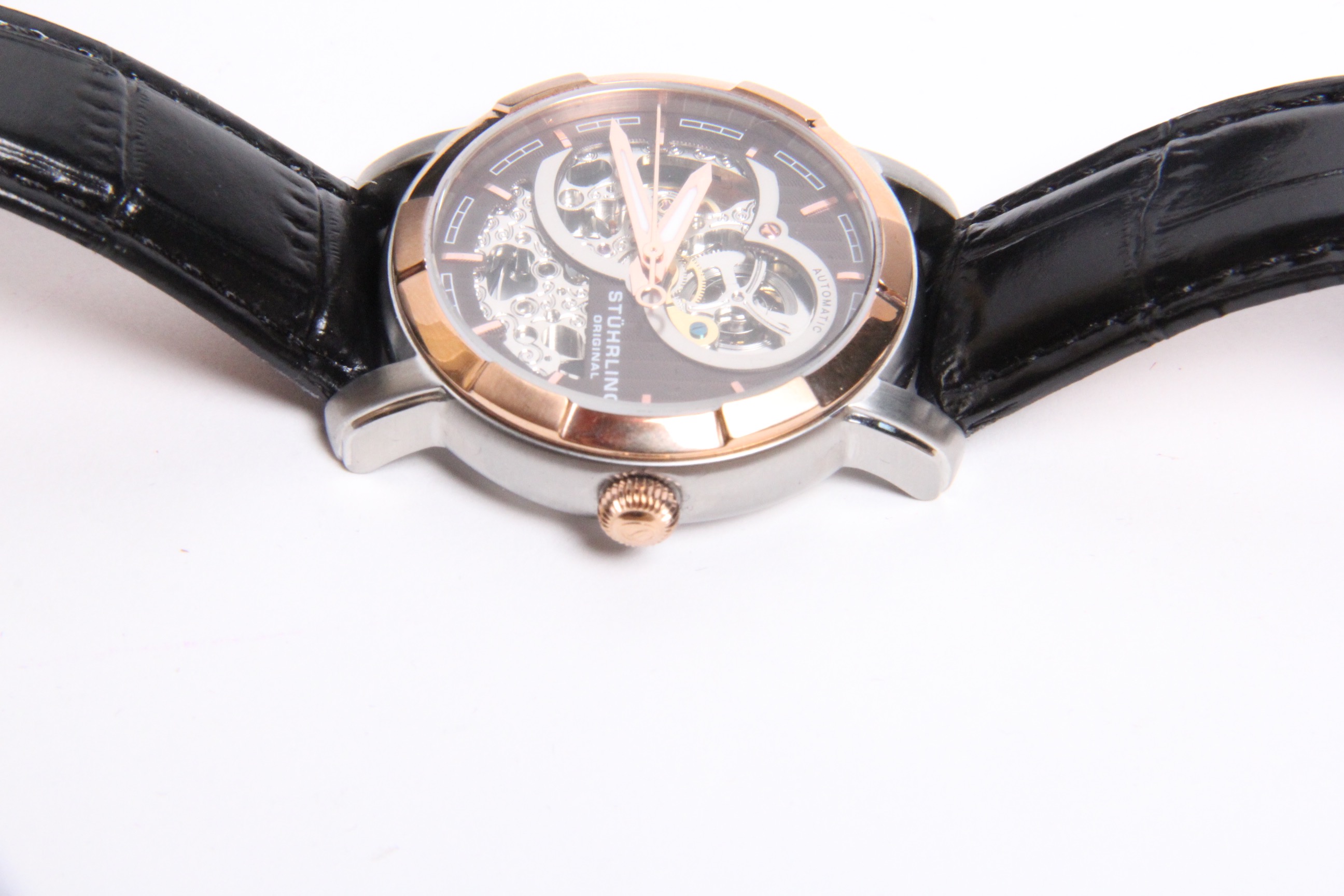 Stuhrling Stainless Steel and Genuine Leather Watch