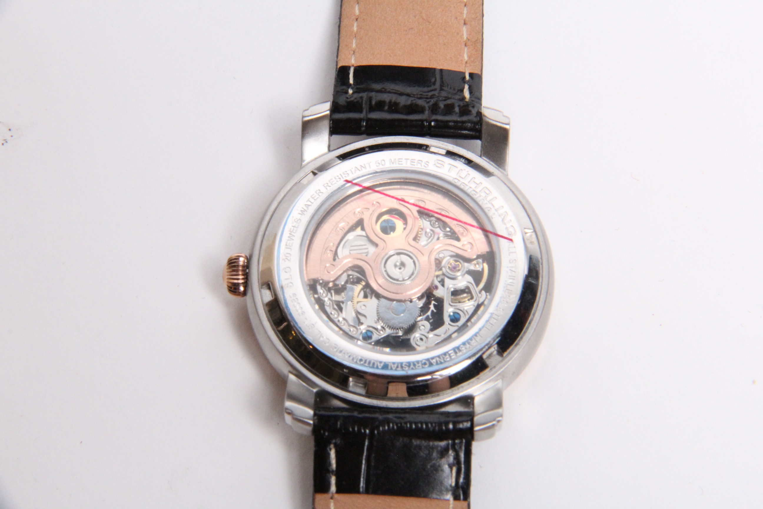 Stuhrling Stainless Steel and Genuine Leather Watch