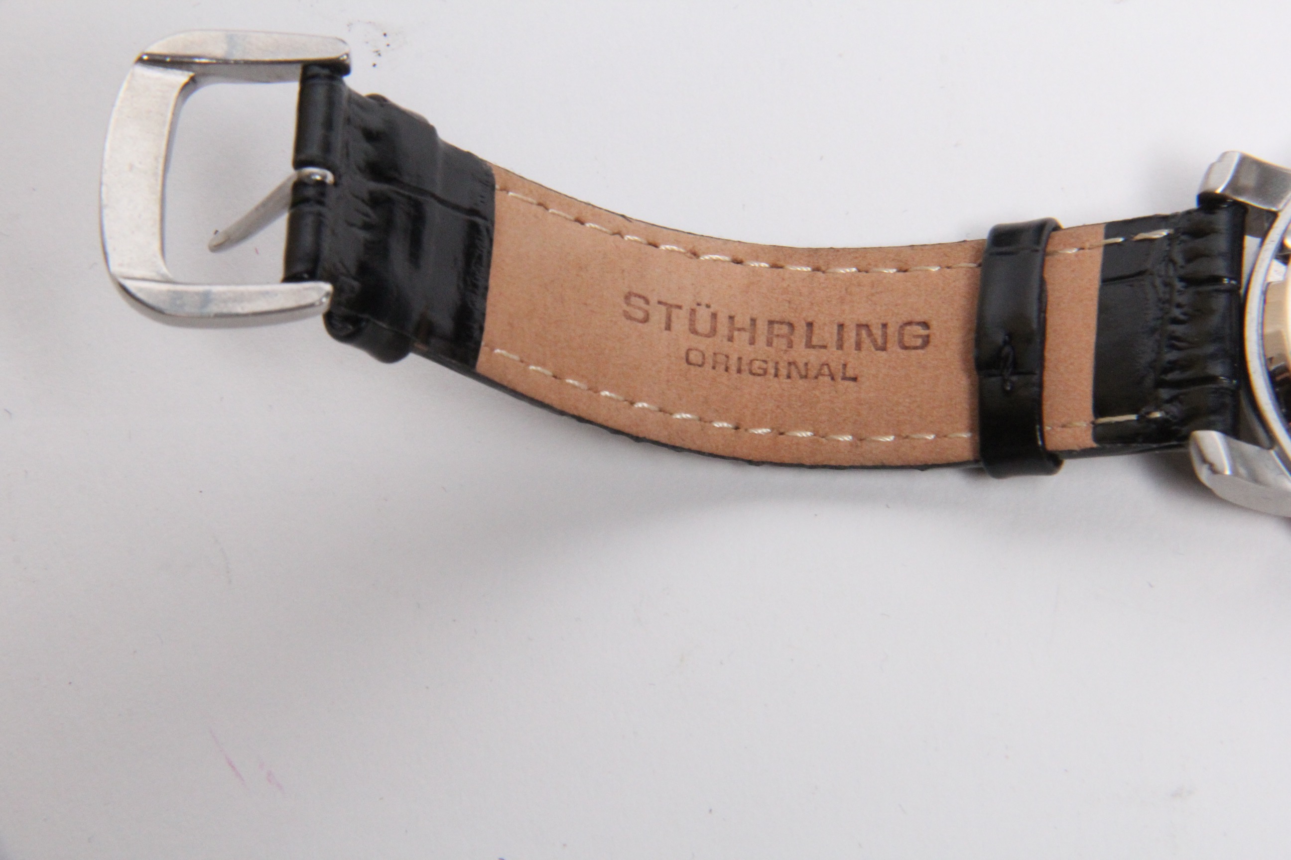 Stuhrling Stainless Steel and Genuine Leather Watch