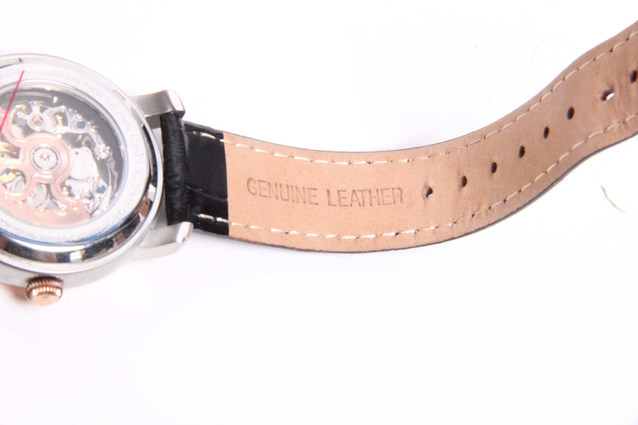 Stuhrling Stainless Steel and Genuine Leather Watch