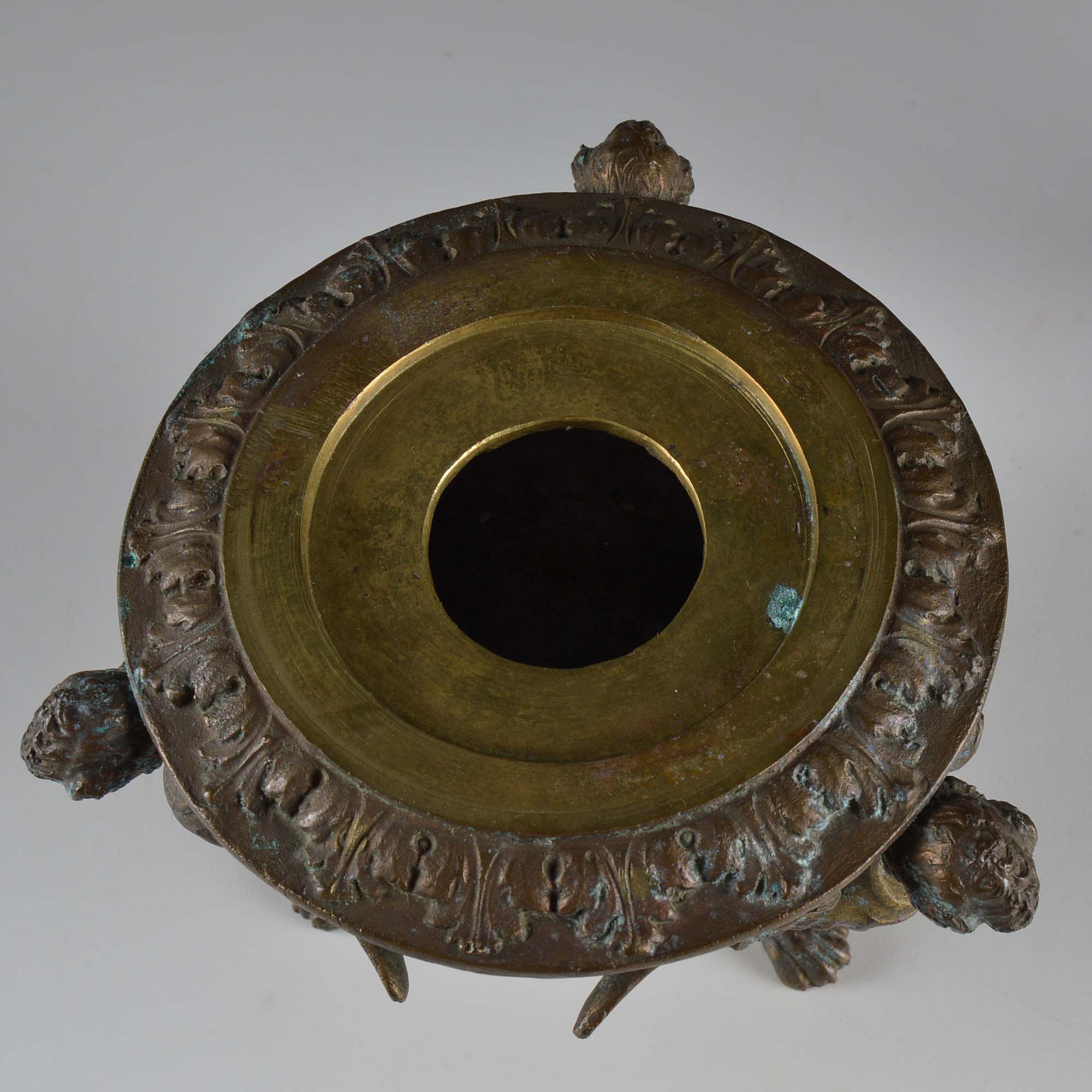 Antique Brass Satyr with Harpies Inkwell