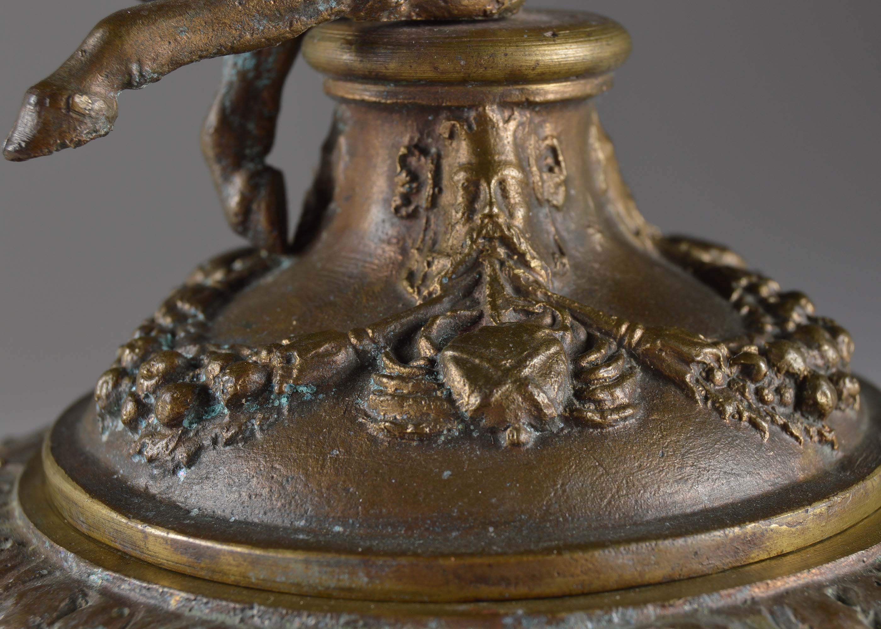 Antique Brass Satyr with Harpies Inkwell