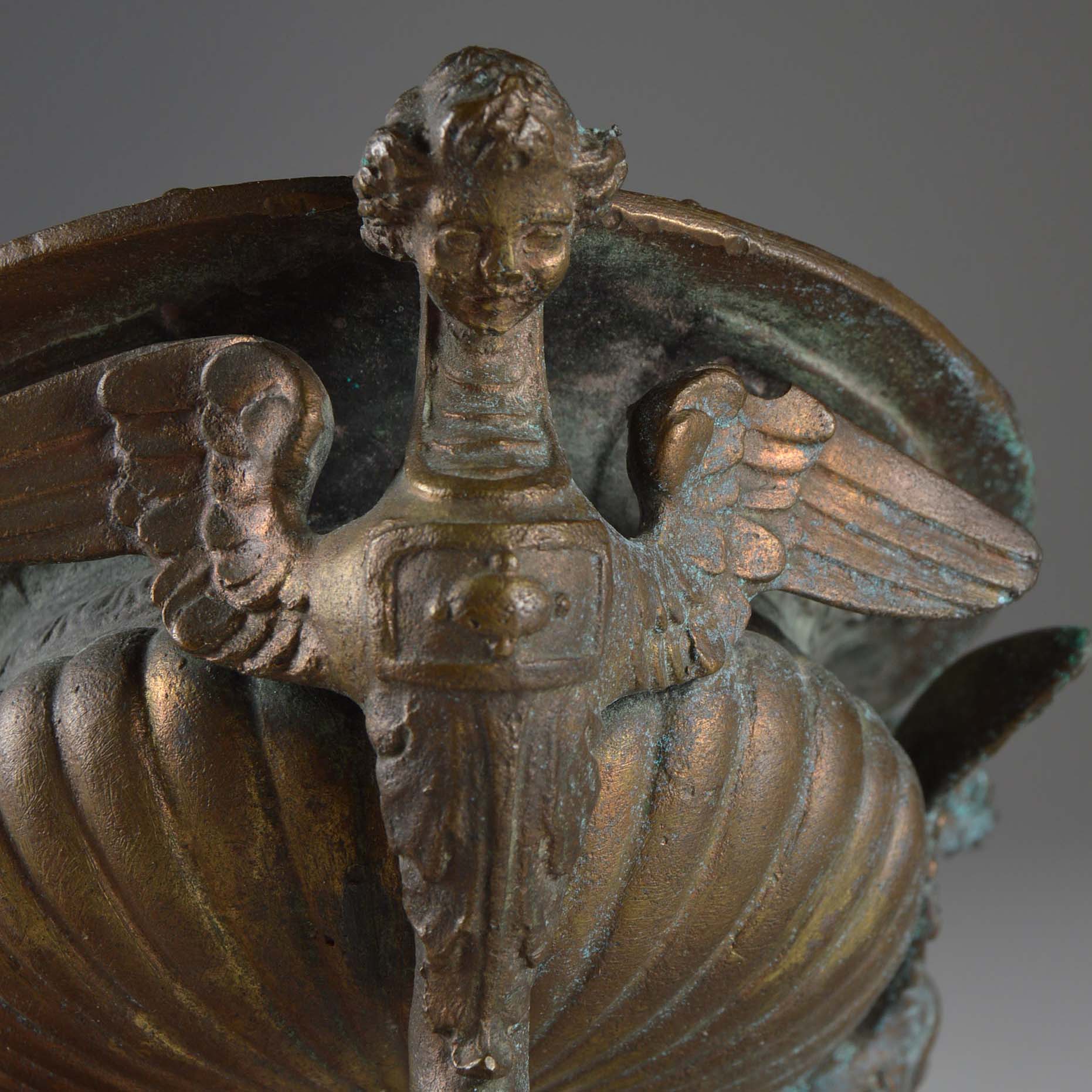 Antique Brass Satyr with Harpies Inkwell