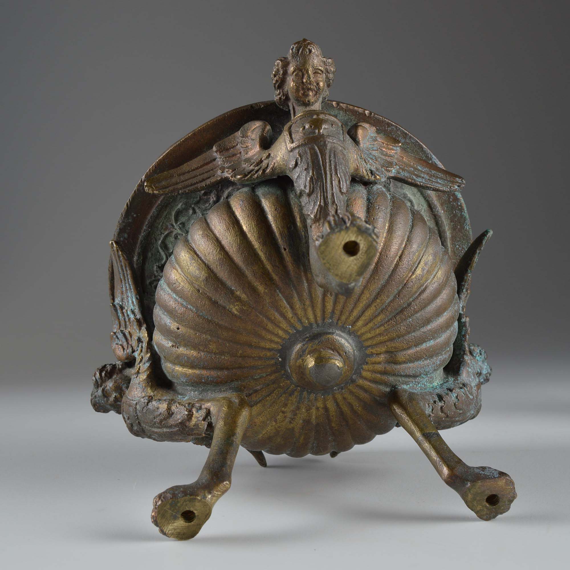 Antique Brass Satyr with Harpies Inkwell