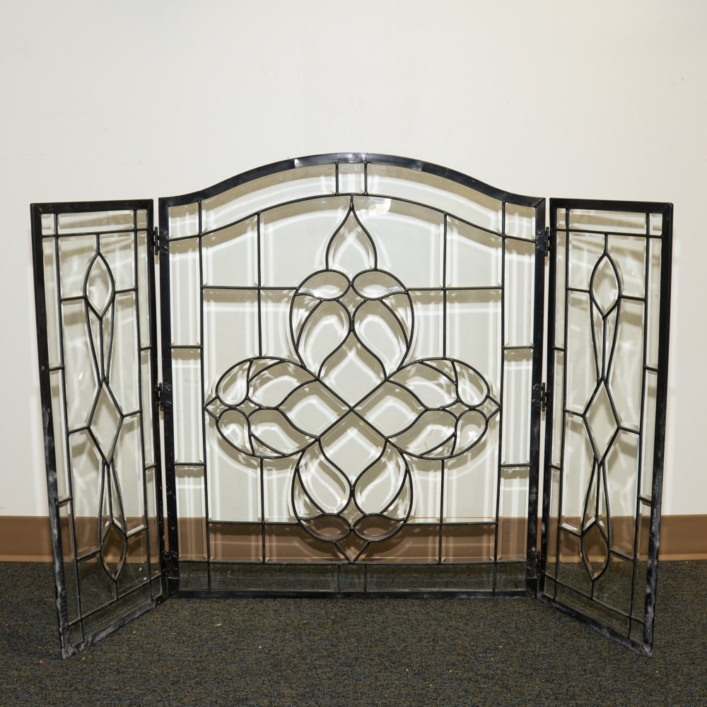 Leaded Glass Fireplace Screen
