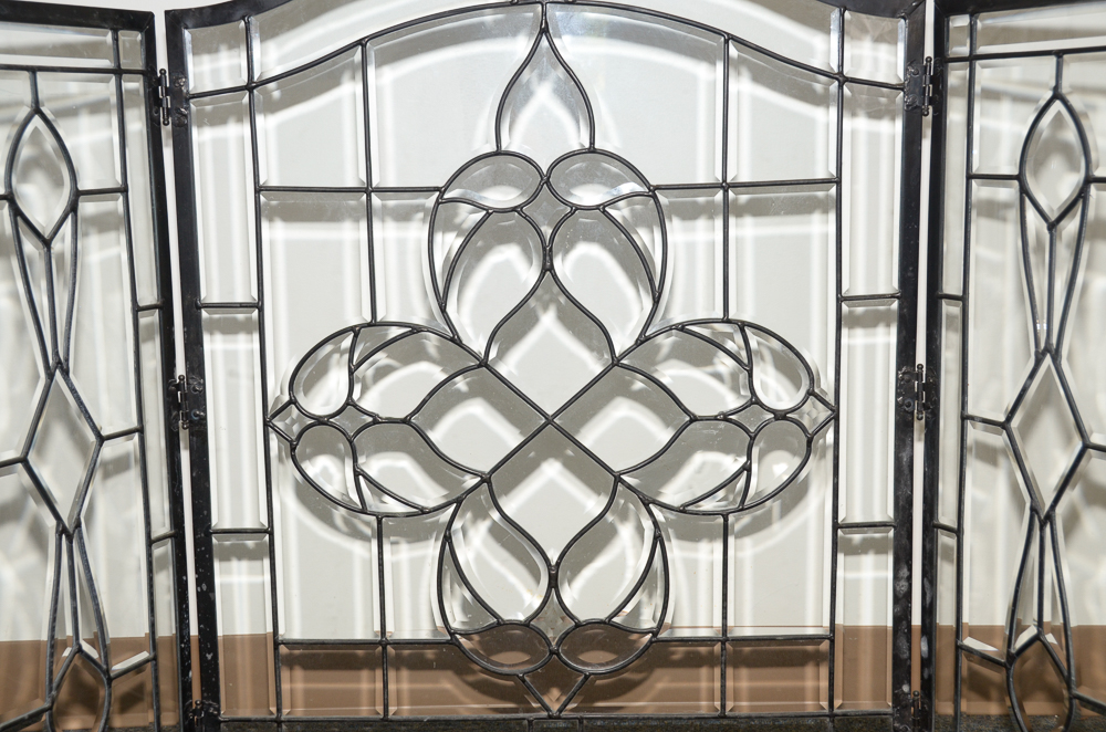 Leaded Glass Fireplace Screen