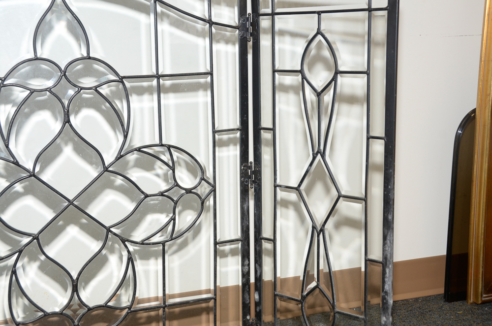 Leaded Glass Fireplace Screen