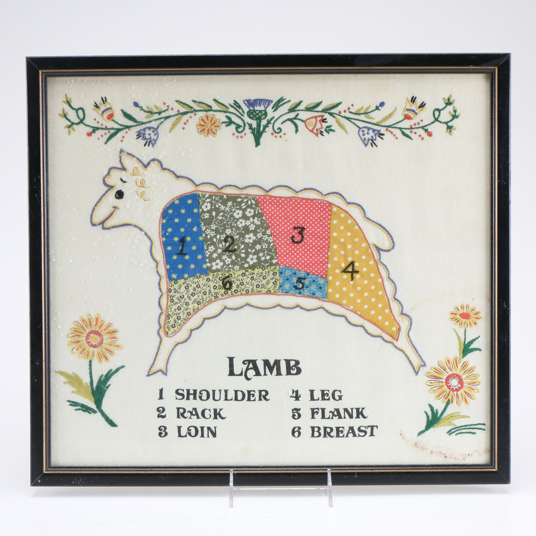 Vintage Embroidered Lamb Butcher Chart