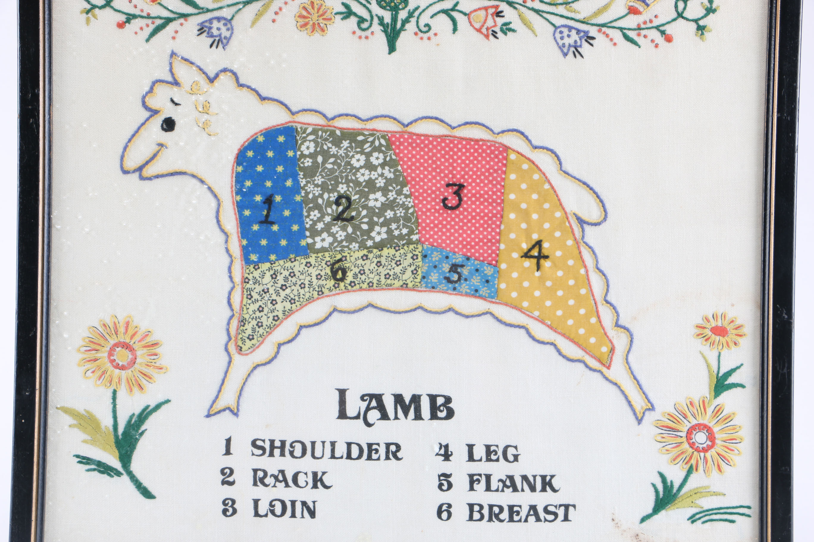 Vintage Embroidered Lamb Butcher Chart