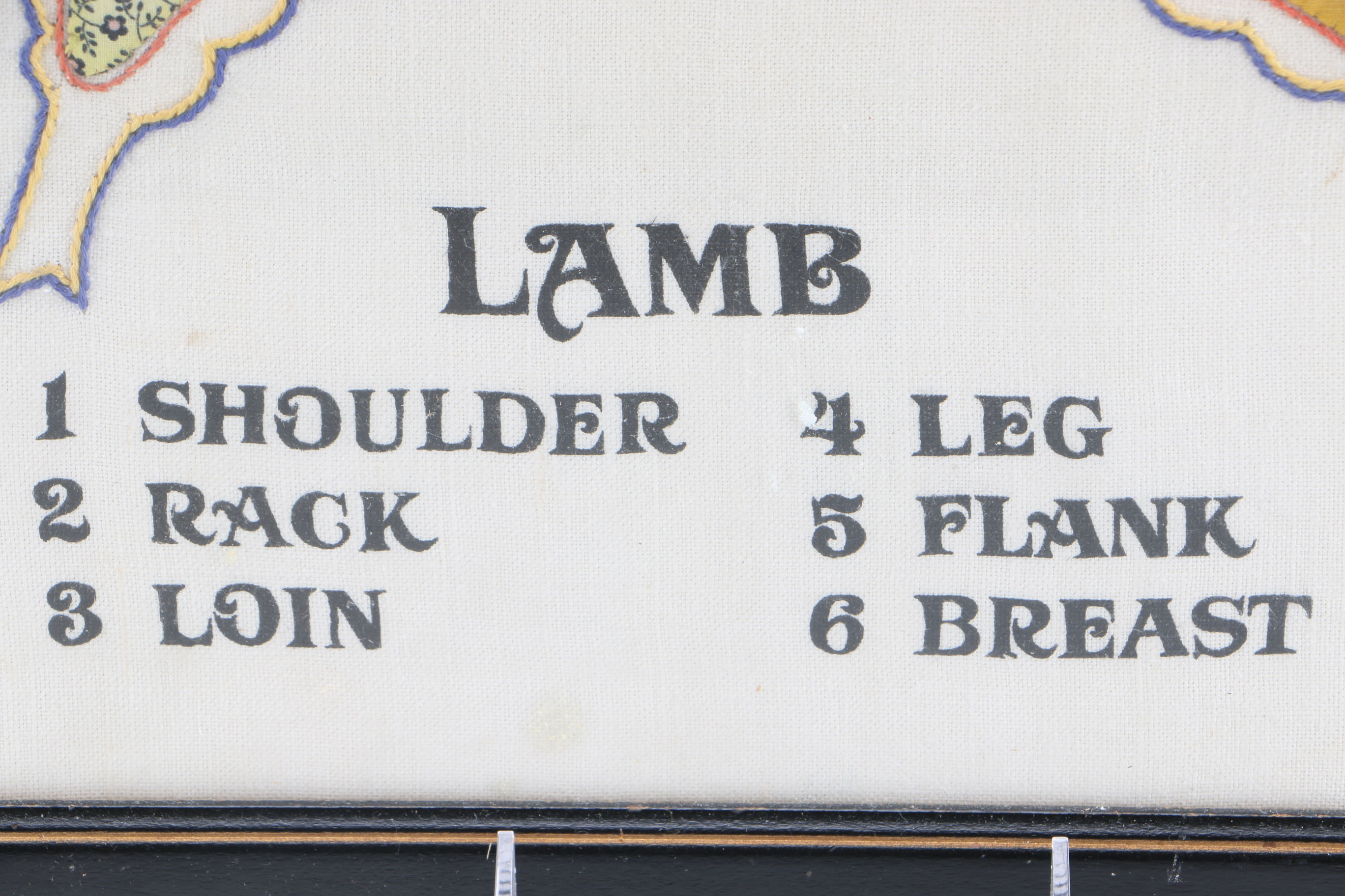 Vintage Embroidered Lamb Butcher Chart