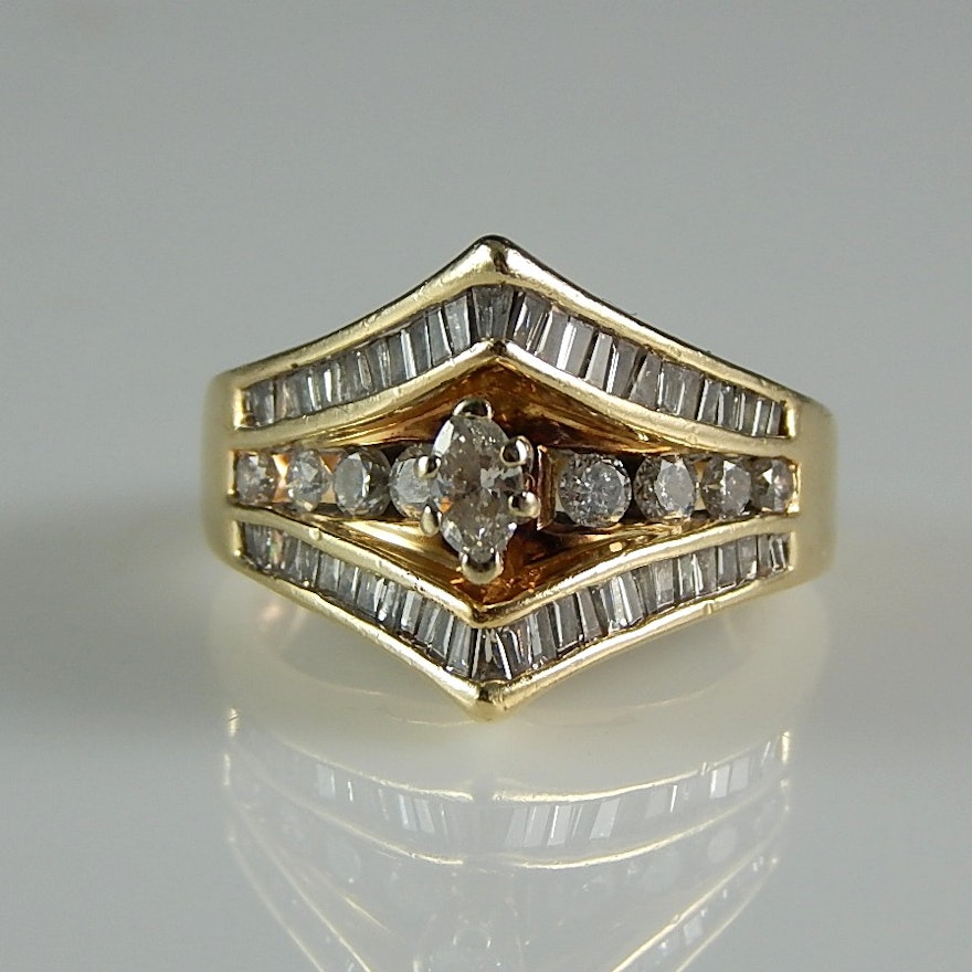 14K Yellow Gold 1.19 CTW Diamond Ring