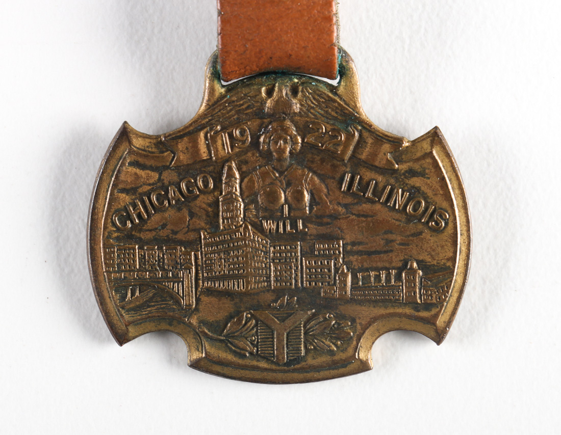 Pair of Chicago Bears Soldier Field Pins and Metal Bracelet