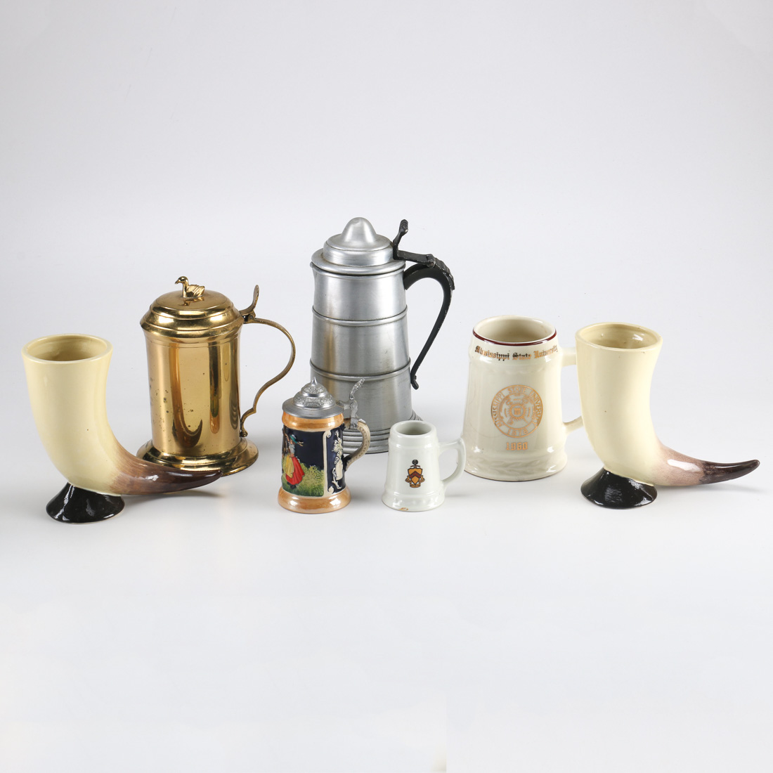 Group of Miniature, Ceramic, and Metal Steins