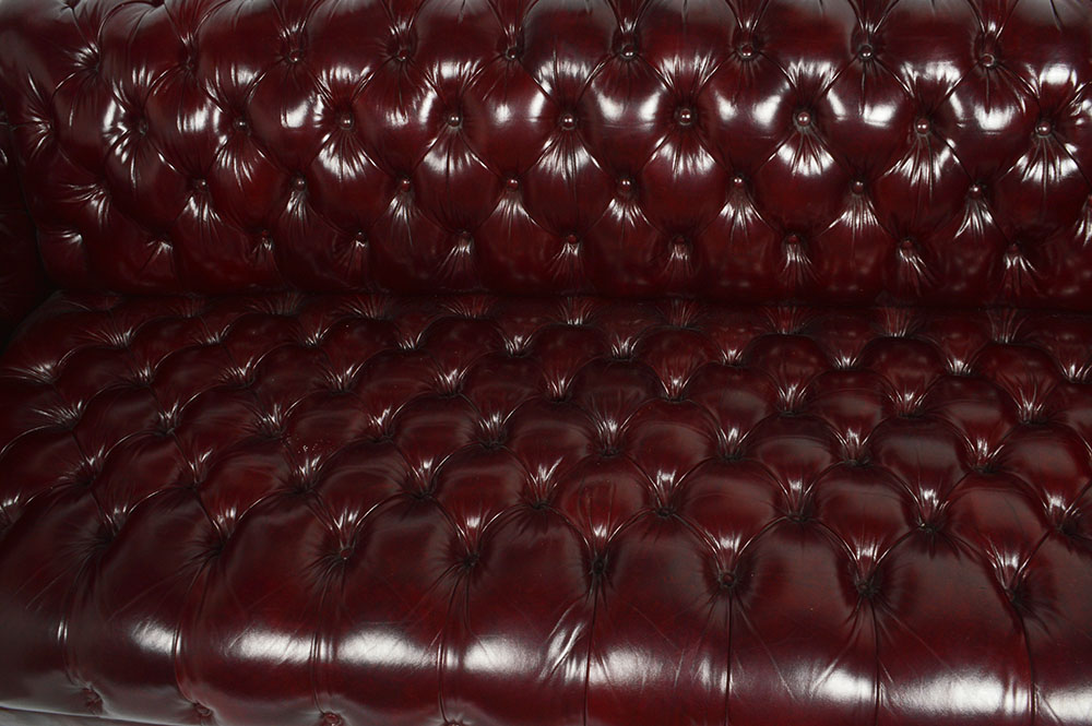 Dark Red Leather Chesterfield Style Sofa
