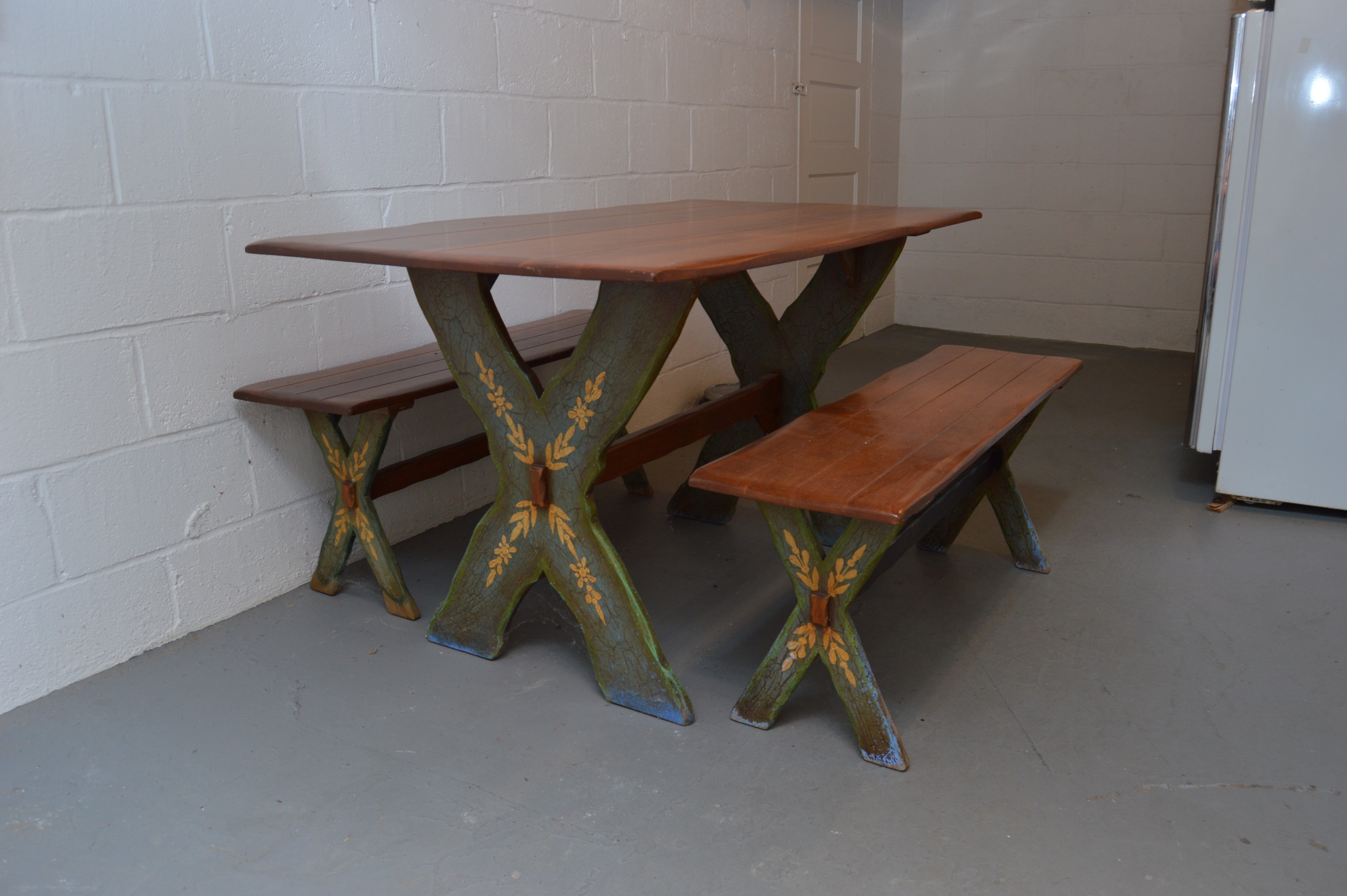 Wood Dining Table with Side Benches