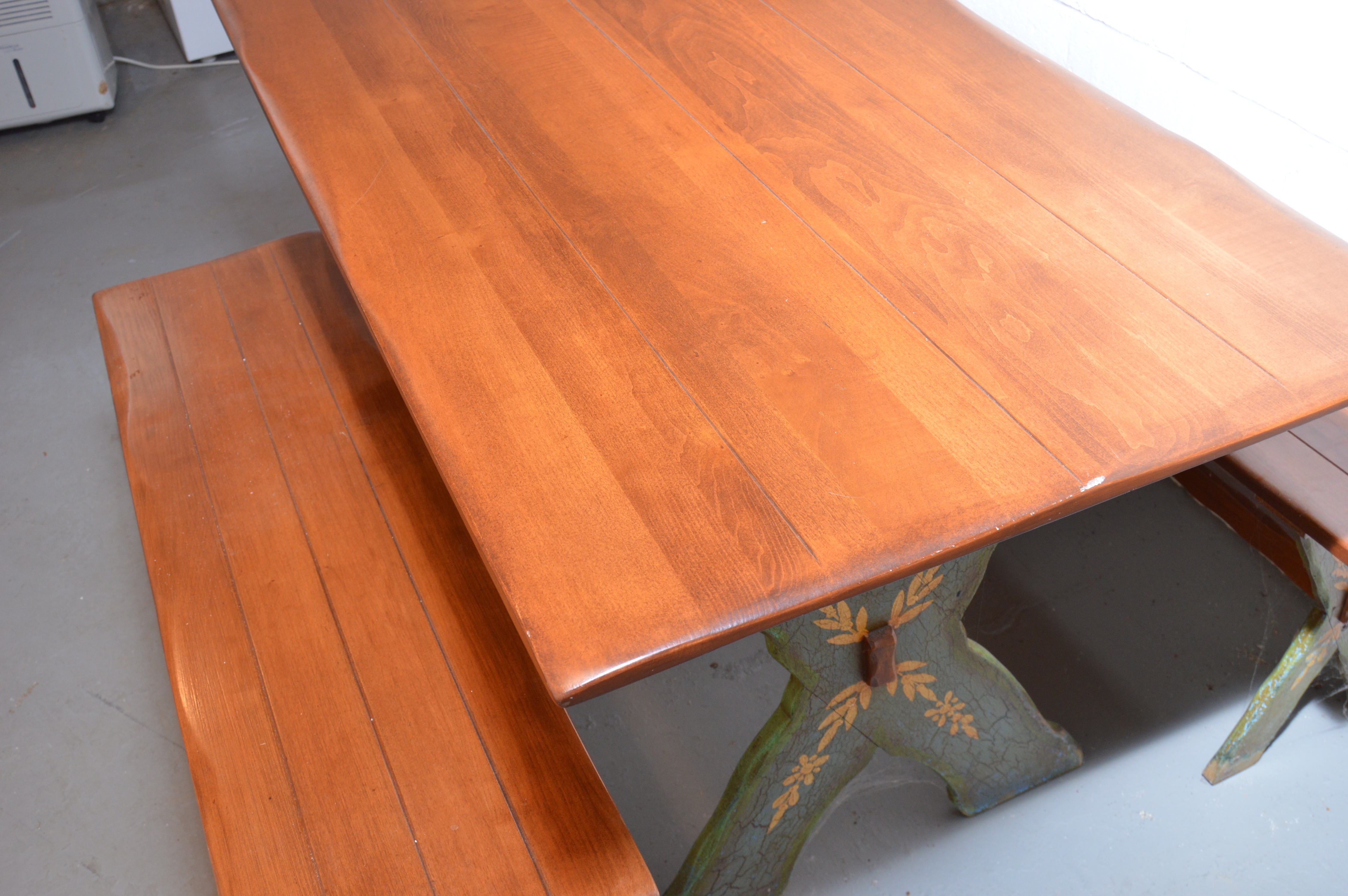 Wood Dining Table with Side Benches
