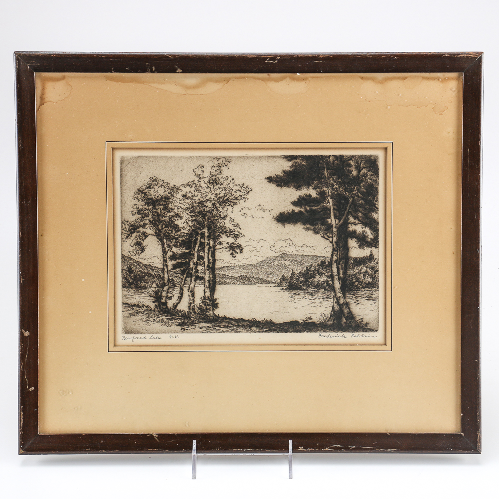 Frederick Robbins Etching with Aquatint "Newfound Lake, N.H."