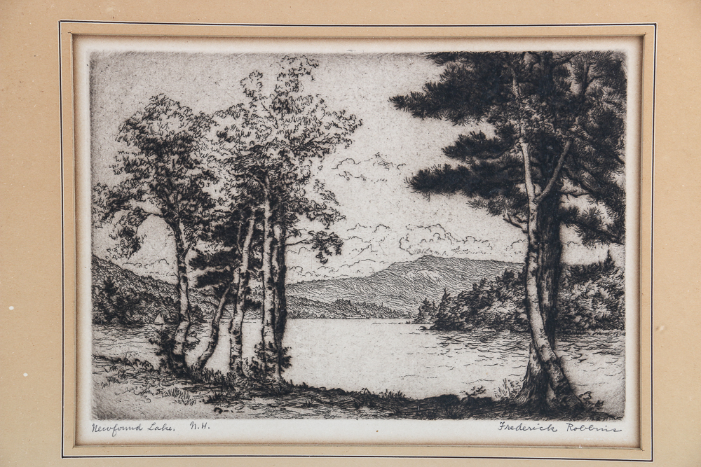 Frederick Robbins Etching with Aquatint "Newfound Lake, N.H."