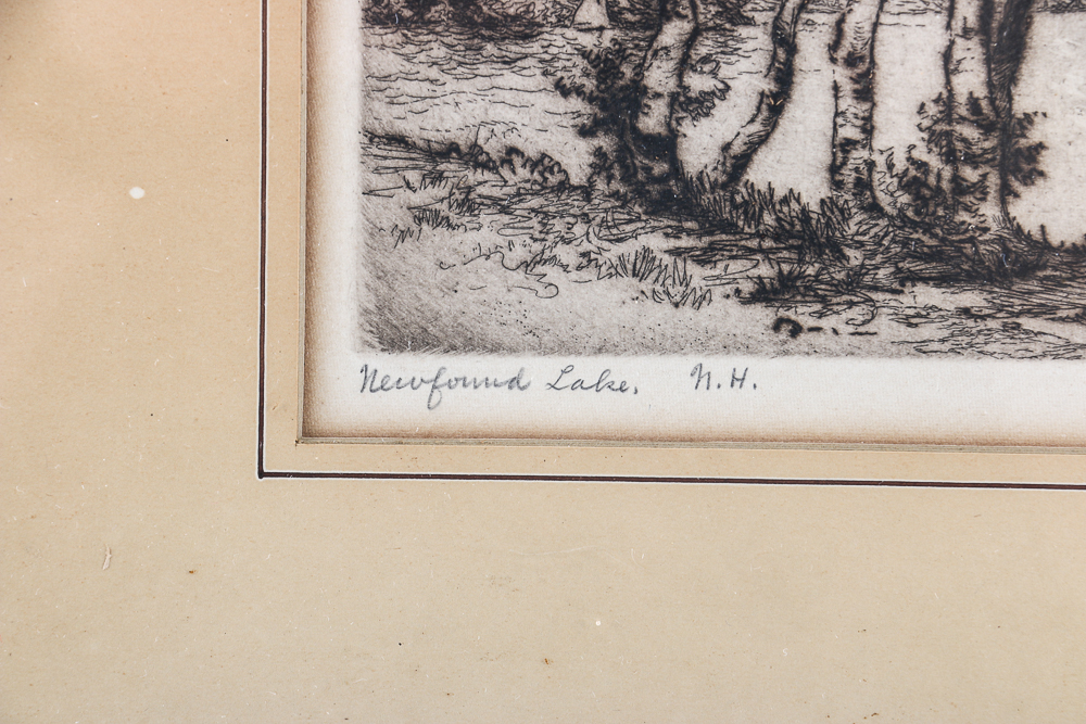 Frederick Robbins Etching with Aquatint "Newfound Lake, N.H."