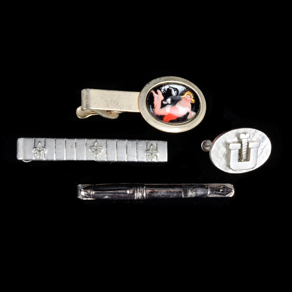 Vintage Silver Toned Tie Clips