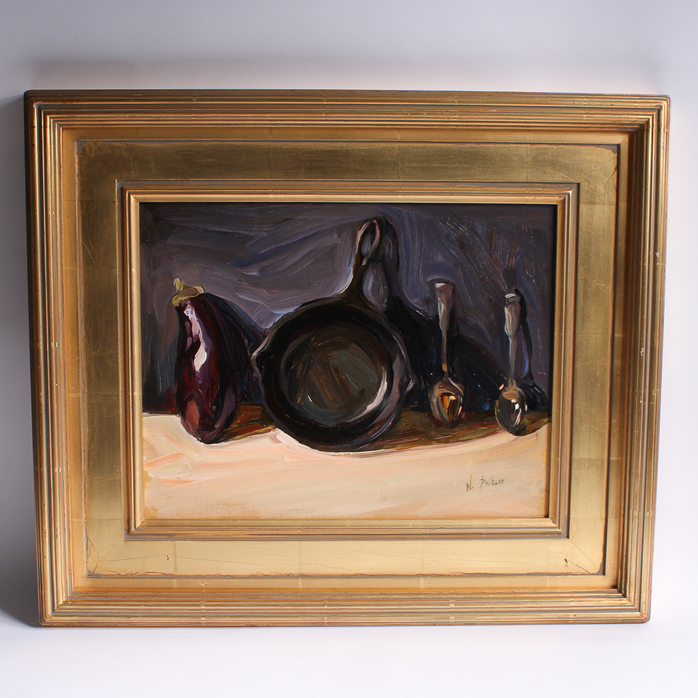 Nancy Switzer 'Portrait of a Skillet' Oil Painting on Canvas Panel