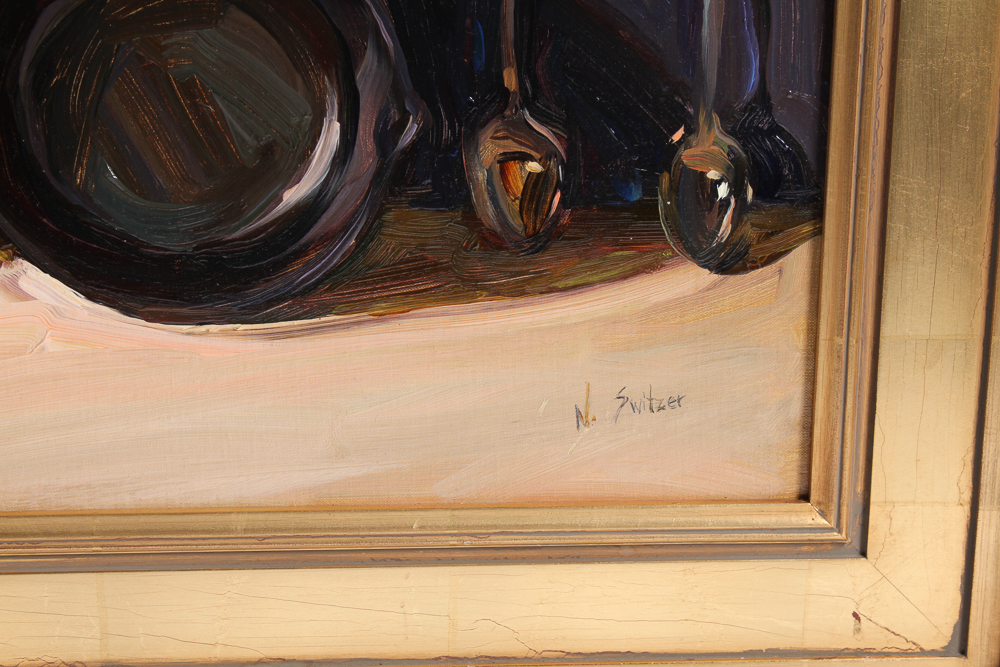 Nancy Switzer 'Portrait of a Skillet' Oil Painting on Canvas Panel