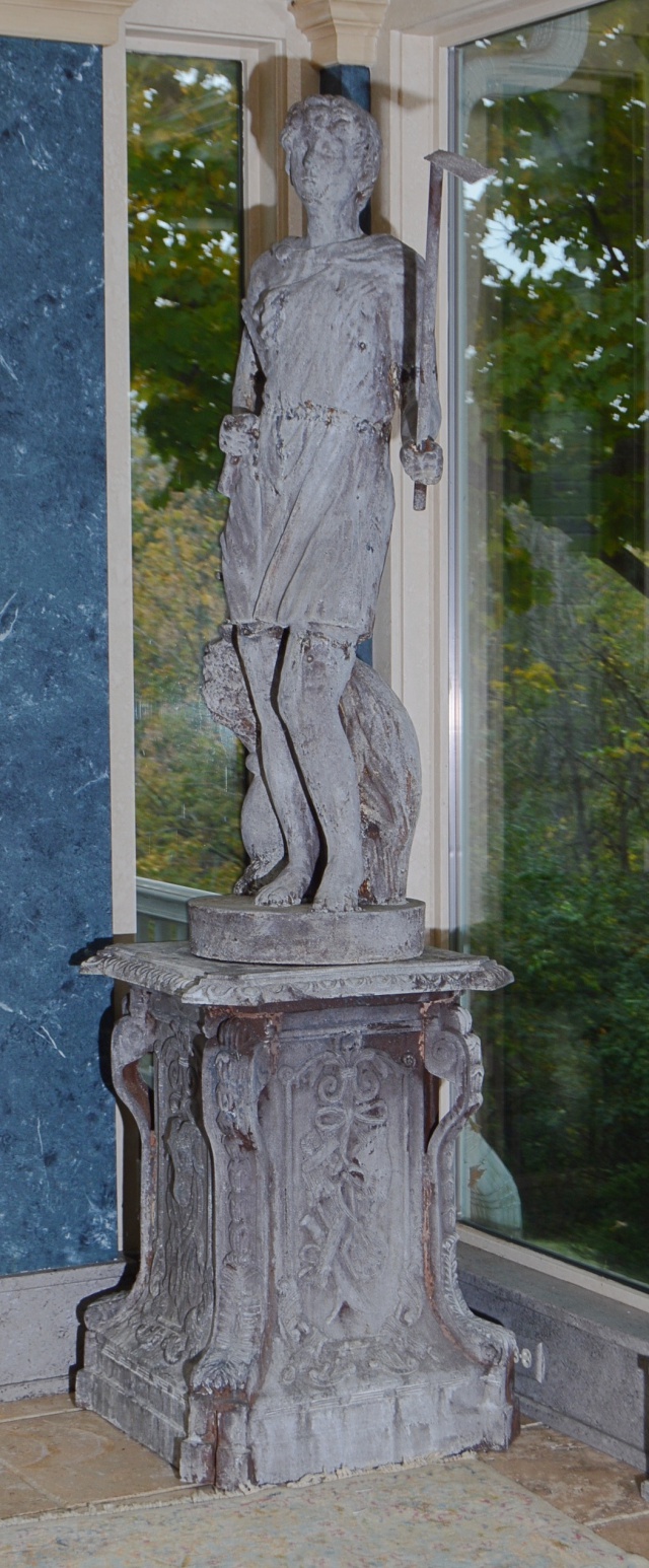 Cast Iron Figural Pedestal Garden Statue