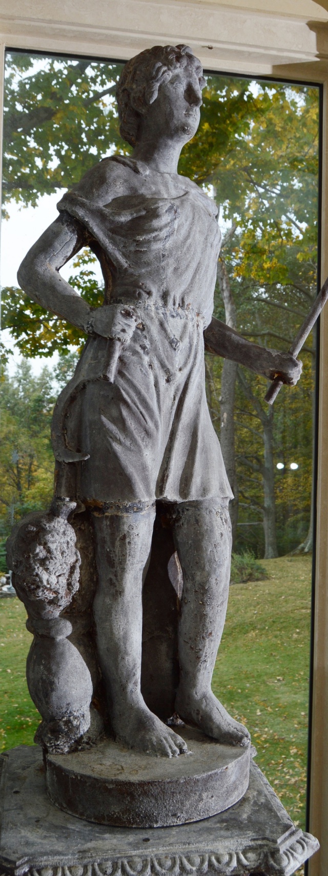 Cast Iron Figural Pedestal Garden Statue