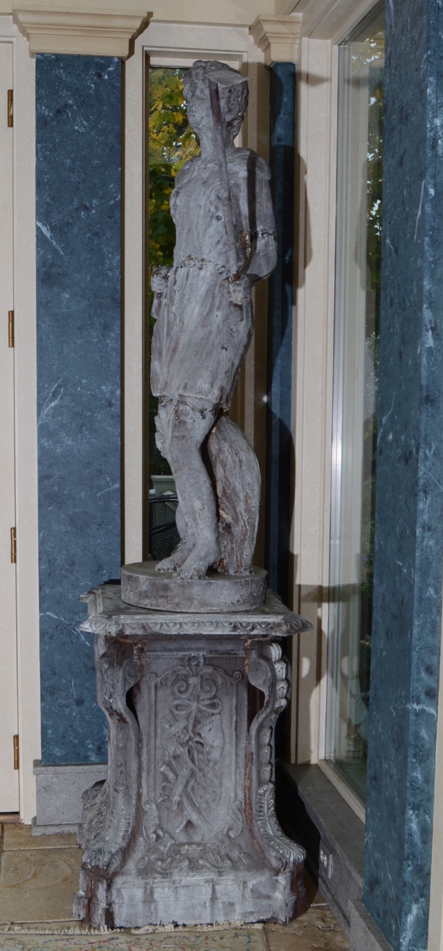 Cast Iron Figural Pedestal Garden Statue