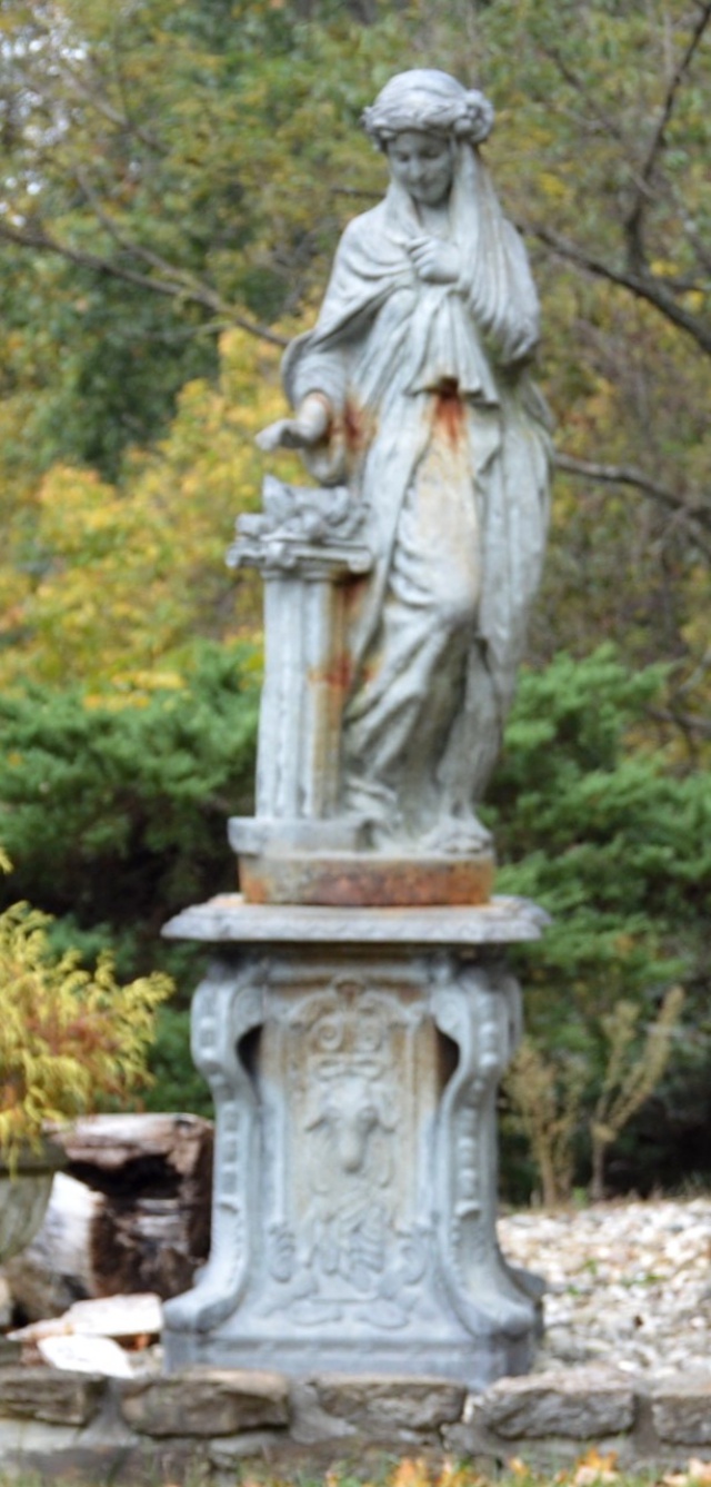 Cast Iron  Figural Pedestal Garden Statue
