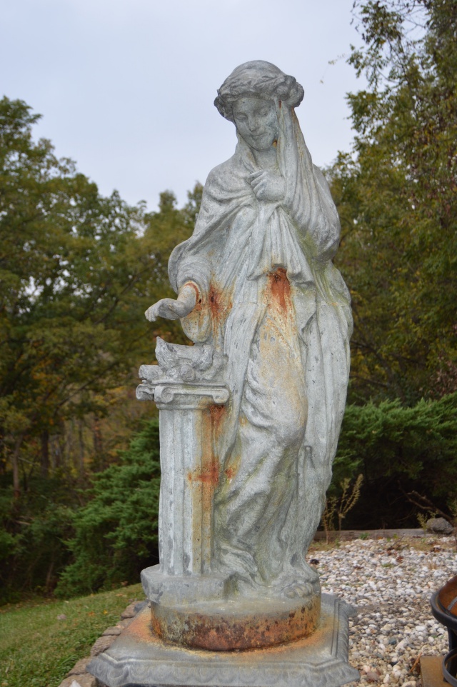 Cast Iron  Figural Pedestal Garden Statue