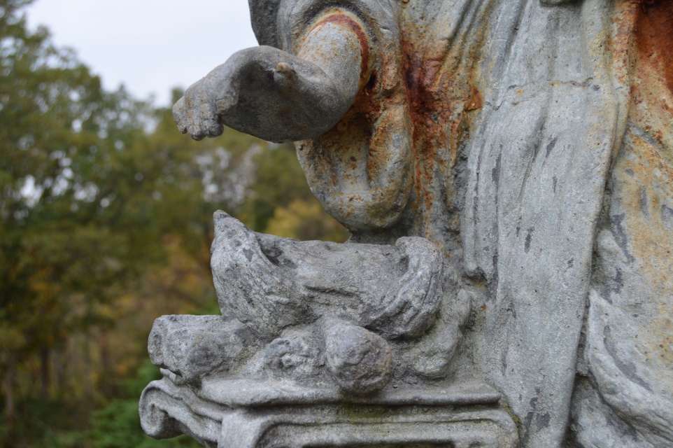 Cast Iron  Figural Pedestal Garden Statue