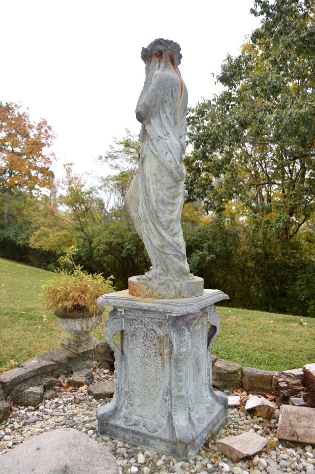 Cast Iron  Figural Pedestal Garden Statue