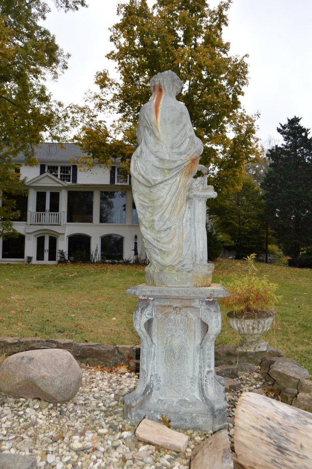 Cast Iron  Figural Pedestal Garden Statue
