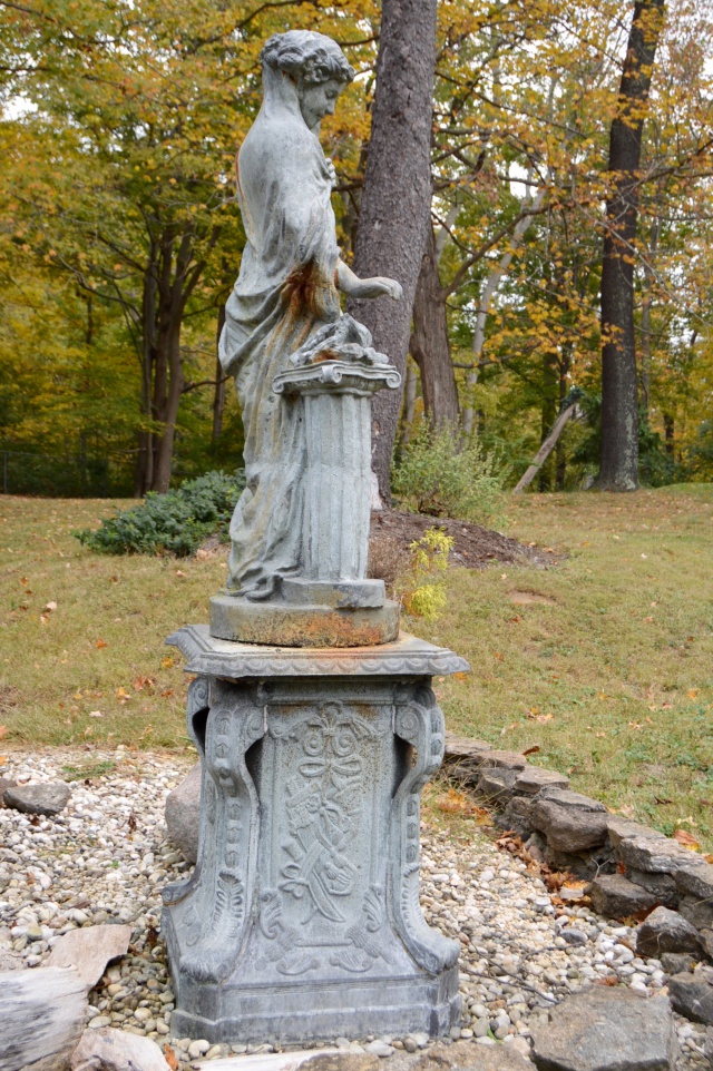 Cast Iron  Figural Pedestal Garden Statue