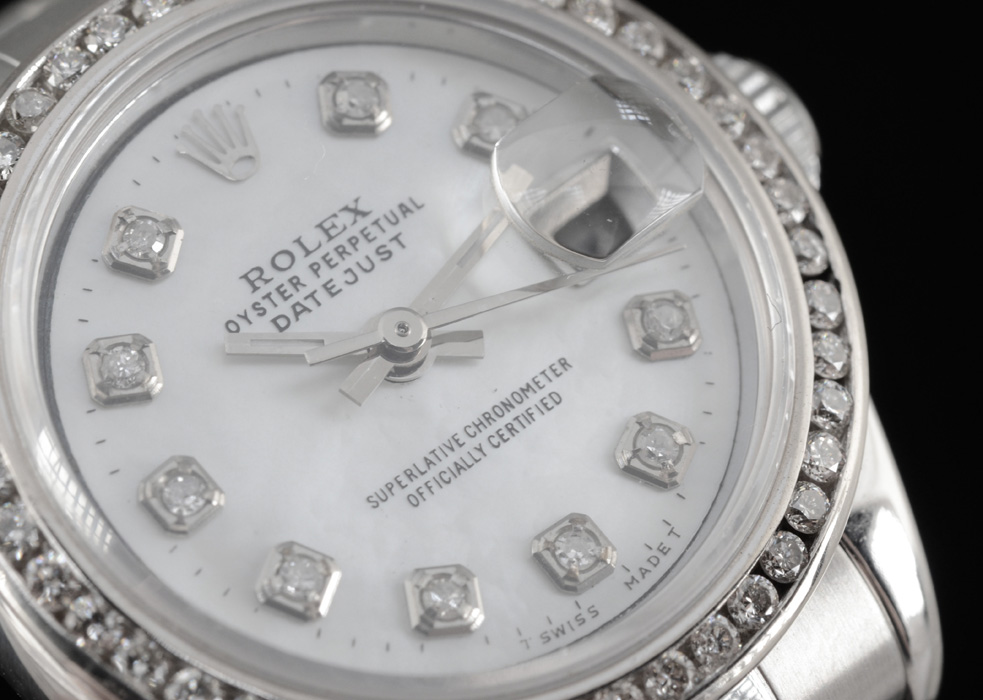 Women's Rolex Perpetual Date Steel Diamond Dial and Bezel Automatic Watch