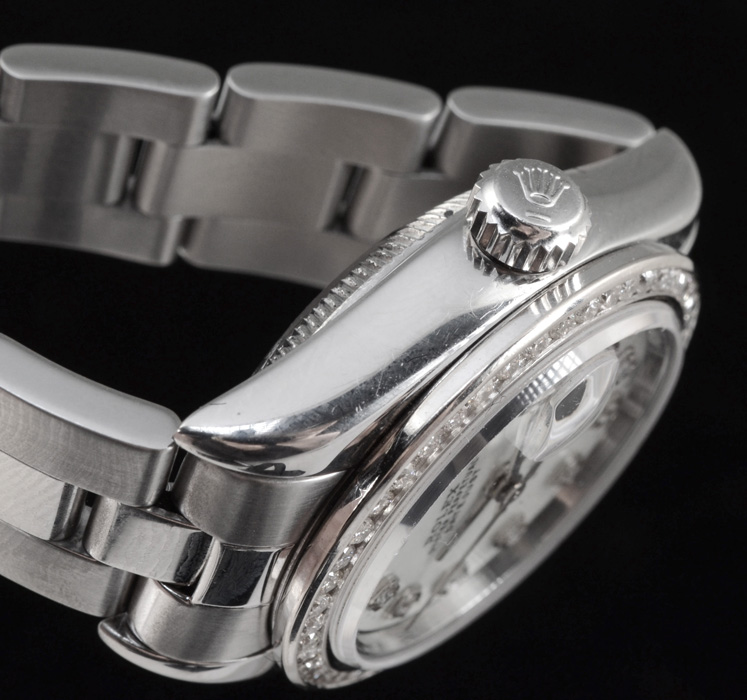 Women's Rolex Perpetual Date Steel Diamond Dial and Bezel Automatic Watch