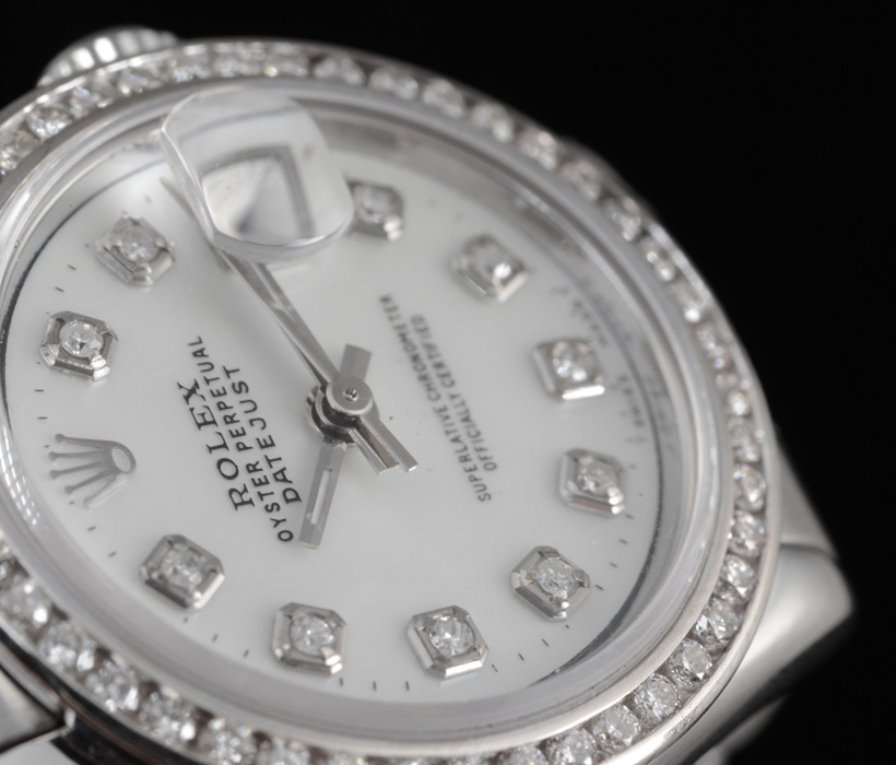 Women's Rolex Perpetual Date Steel Diamond Dial and Bezel Automatic Watch