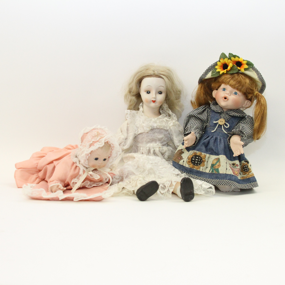 Group of Vintage Porcelain Dolls