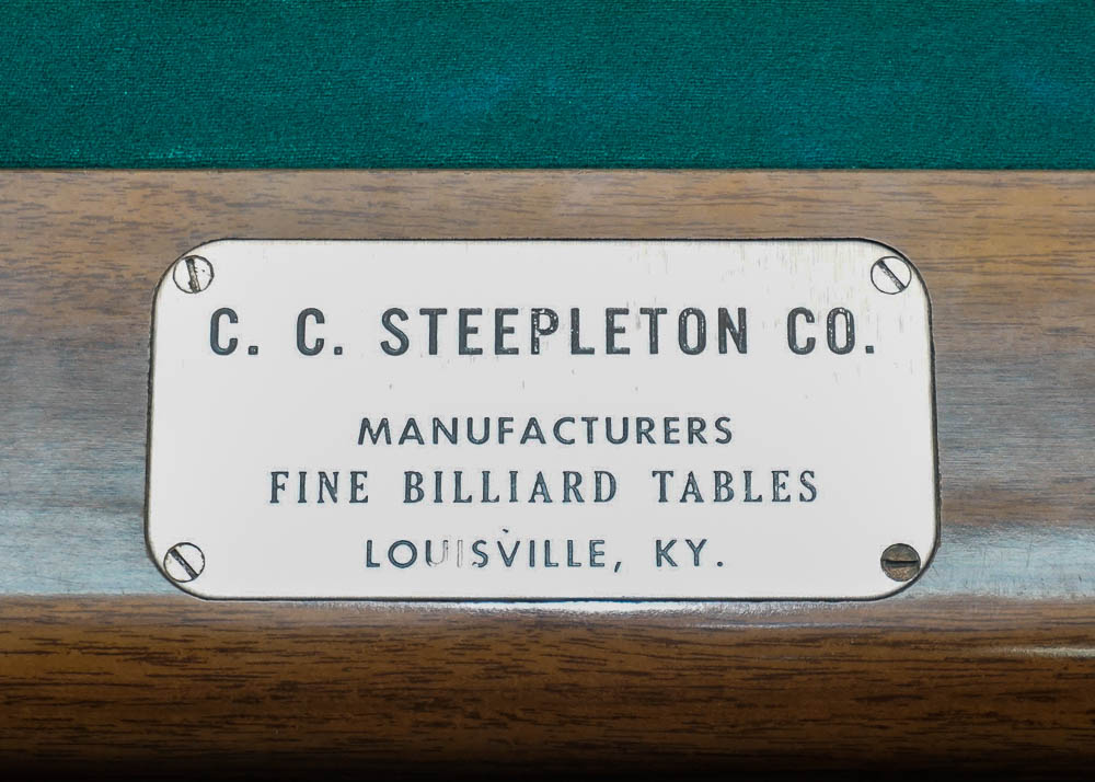 C.C. Steepleton Co. Billiard Table and Accessories