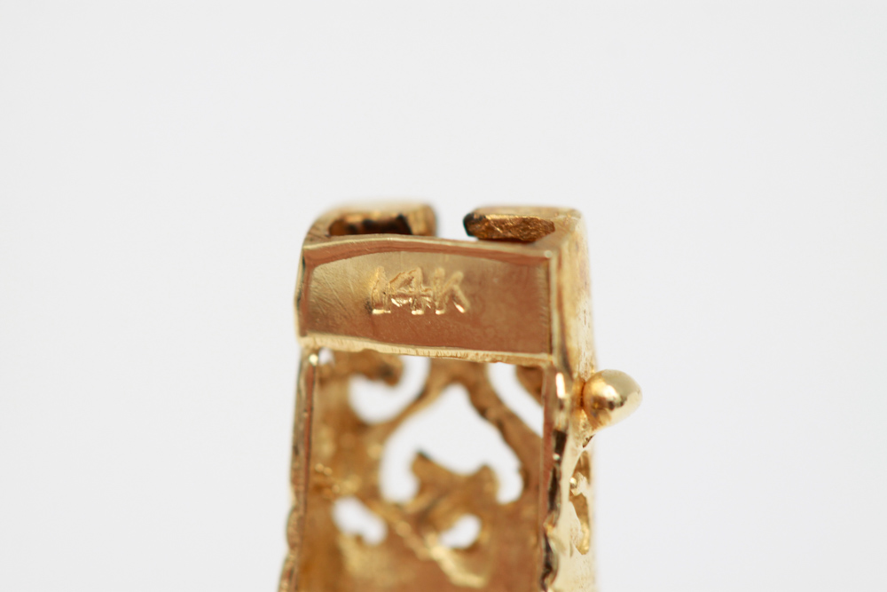 14K Gold Opal Hinged Bangle Bracelet and Ring