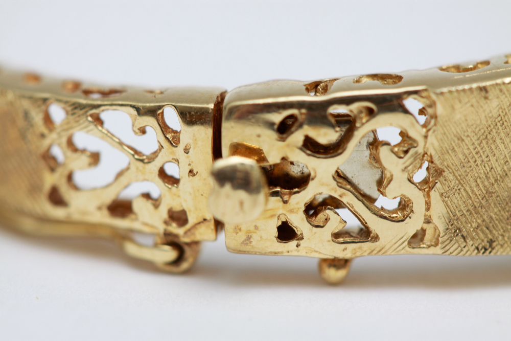 14K Gold Opal Hinged Bangle Bracelet and Ring