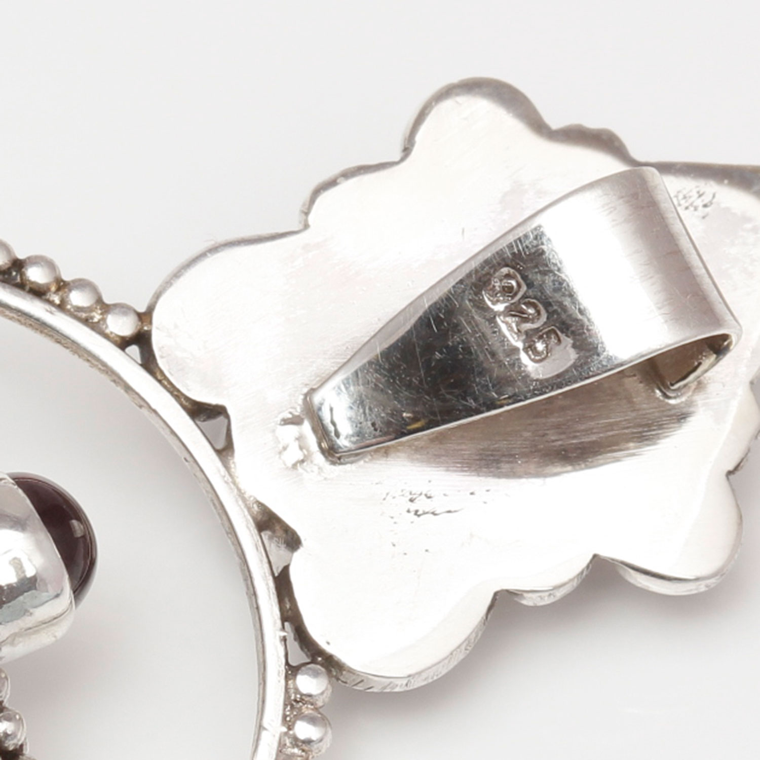 Sterling Silver Coral and Garnet Poison Pendant