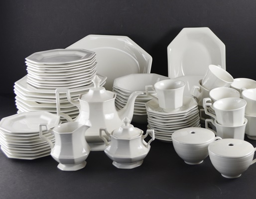 Johnson Bros. Ironstone "Heritage White" Dinnerware, Set of Eight