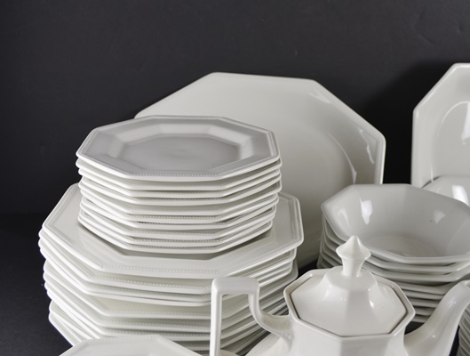 Johnson Bros. Ironstone "Heritage White" Dinnerware, Set of Eight